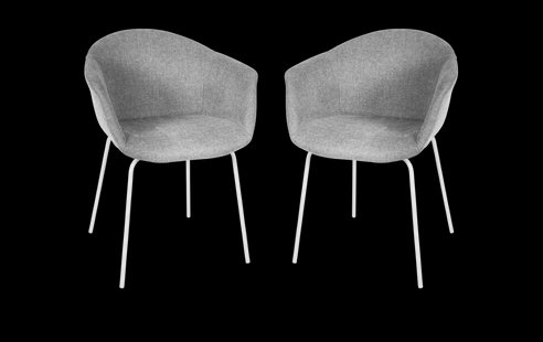 Nora-Otis eetkamerstoel donkergrijs - wit onderstel - set van 2