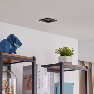 Lindby downlight Thorid, zwart, 10 x 10 cm, set van 10, GU10