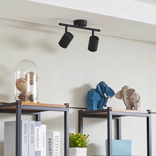 Lindby plafondspot Jorell, zwart, 31 cm, 2-lamps, GU10