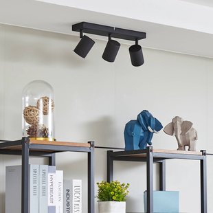 Lindby plafondspot Jorell, 35 cm, zwart, 3-lamps, metaal