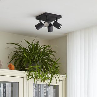 Lindby plafondspot Jorell, zwart, 20 cm, 4-lamps.
