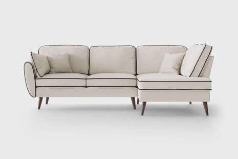 Hoekbank Zara rechts linnen met contrast piping | NADUVI Collection