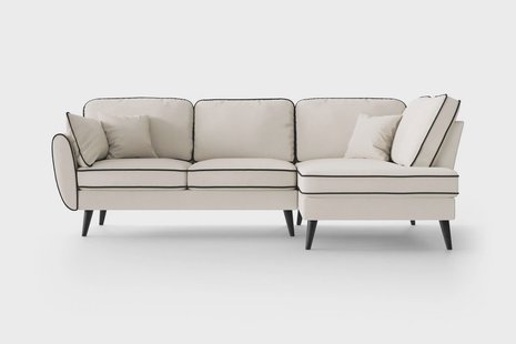 Hoekbank Zara rechts linnen met contrast piping | NADUVI Collection