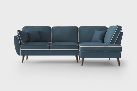 Hoekbank Zara rechts linnen met contrast piping | NADUVI Collection