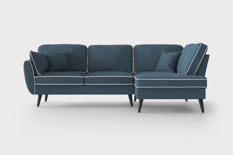 Hoekbank Zara rechts linnen met contrast piping | NADUVI Collection