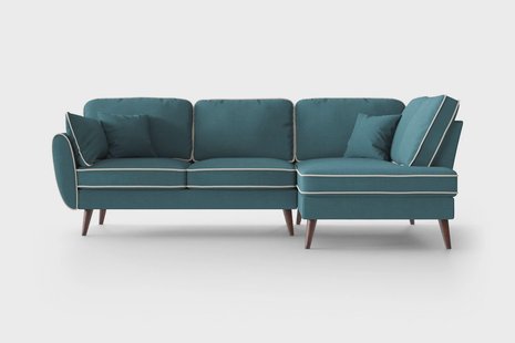 Hoekbank Zara rechts linnen met contrast piping | NADUVI Collection