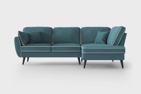 Hoekbank Zara rechts linnen met contrast piping | NADUVI Collection