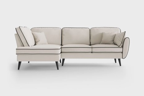 Hoekbank Zara links linnen met contrast piping | NADUVI Collection