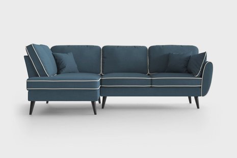 Hoekbank Zara links linnen met contrast piping | NADUVI Collection