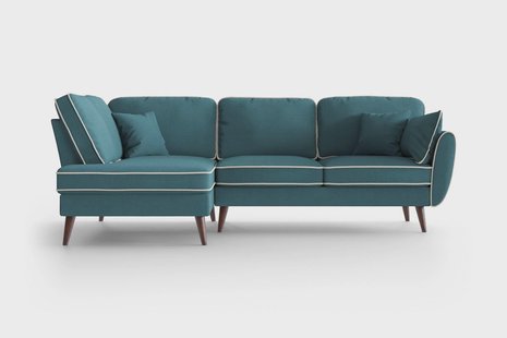 Hoekbank Zara links linnen met contrast piping | NADUVI Collection