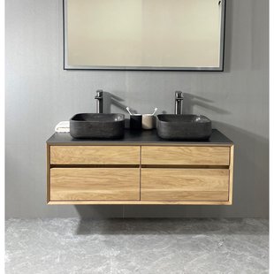 Badmeubel Casajoy Bold Topblad Donkergrijs Onderkast 120 cm 4 Lades Eiken