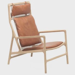 Dedo lounge chair whitewash Dakar Leather Whiskey 2732