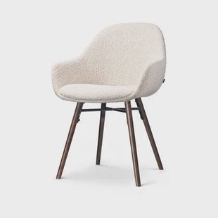 Nolon Nena-Mae Eetkamerstoel Bouclé Beige - Armleuning - Walnoot