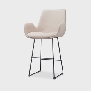 Nolon Nino-Eef Barkruk Beige - met Armleuning - Zwart - 65 cm