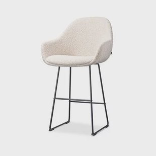 Nolon Nino-Mae Barkruk Bouclé Beige - met Armleuning - Zwart - 65 cm