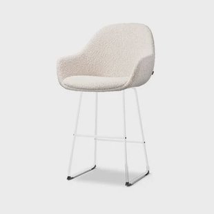 Nolon Nino-Mae Barkruk Bouclé Beige - met Armleuning - Wit - 65 cm