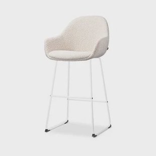 Nolon Nino-Mae Barkruk Bouclé Beige - met Armleuning - Wit - 75 cm