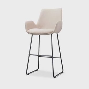 Nolon Nino-Eef Barkruk Beige - met Armleuning - Zwart - 75 cm