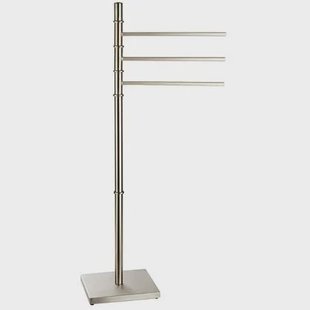 MSV Handdoeken rek badkamer - zilver chroom metaal - 22 x 89 cm