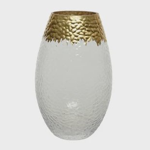 Decoris Vaas - transparant-goud - glas - 20 x 12 cm