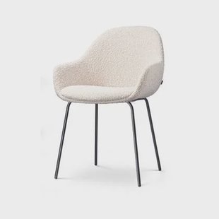 Nolon Nora-Mae Eetkamerstoel Bouclé Taupe - Armleuning - Zwarte Poten