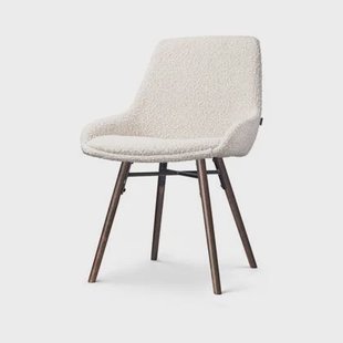 Nolon Nena-Isa Eetkamerstoel Bouclé Beige - Stof - Walnoot Poten
