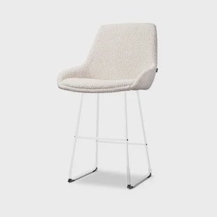 Nolon Nino-Isa Barkruk Bouclé Beige - Stof - Wit Onderstel - 65 cm