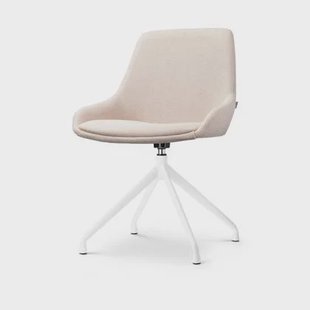 Nolon Nola-Isa Eetkamerstoel Beige - Draaibaar Wit Onderstel