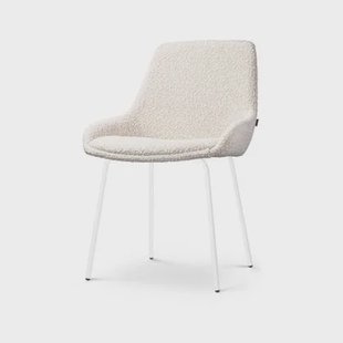 Nolon Nora-Isa Eetkamerstoel Bouclé Beige - Stof - Wit Onderstel