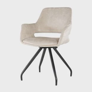 Livingfurn - Giga Meubel - Eetkamerstoel Capp Beige Velvet