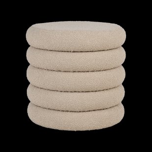 Willemijn poef bouclé beige - met opbergruimte - Ø 44 cm