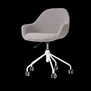 Nout-Mae bureaustoel bouclé taupe - wit onderstel
