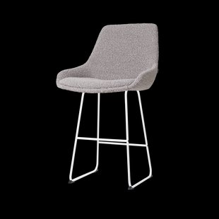 Nino-Isa barkruk bouclé taupe - wit onderstel - 65 cm