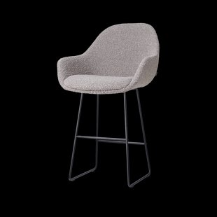 Nino-Mae barkruk bouclé taupe - zwart onderstel - 65 cm