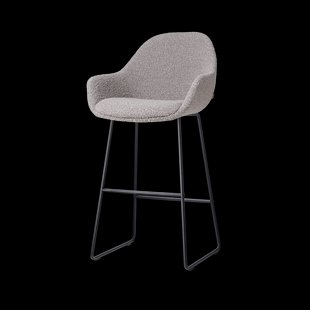 Nino-Mae barkruk bouclé taupe - zwart onderstel - 75 cm