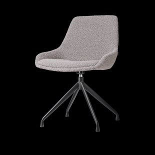 Nola-Isa draaibare eetkamerstoel bouclé taupe - zwart onderstel