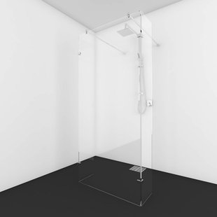 Vrijstaande Douchewand Van Rijn Helder Glas Met Haakse Wand Incl 2 stabilisatiestangen 200x150x50 cm