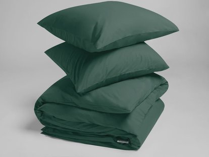 Yumeko Dekbedovertrek percal forest green 200x220 + 2/60x70 100% biologisch en fairtrade katoen, percal geweven