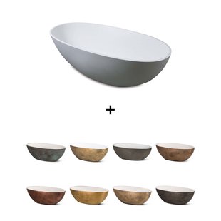 Vrijstaand Ligbad Luca Sanitair Bagno Metallo 180x80x60 cm Mineraalsteen Mat Wit (Kleurafwerking Naar Keuze)