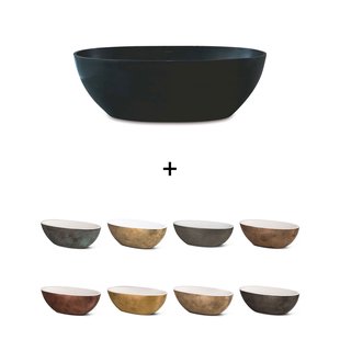 Vrijstaand Ligbad Luca Sanitair Bagno Metallo 180x80x60 cm Mineraalsteen Mat Antraciet (Kleurafwerking Naar Keuze)