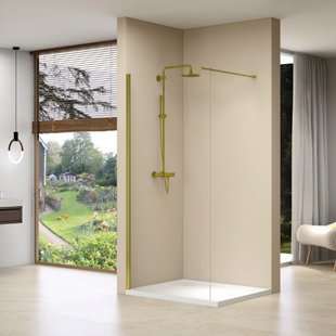 Inloopdouche Van Rijn Products Vaste Wand 59-61x200 cm Helder Glas Stabilisatiestang en Gouden Muurprofiel Inloopdouche Van Rijn Products Vaste Wand 59-61x200 cm Helder Glas Stabilisatiestang en Gouden Muurprofiel