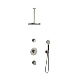 Hotbath Cobber IBS20 Regendoucheset inbouw - 30cm plafondarm - 30cm ronde hoofddouche - 3 standen handdouche - nikkel geborsteld IBS20GN135