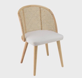 Eetkamerstoel Agathe rattan met bouclé | Macabane