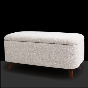 Julia bankje met opbergruimte bouclé beige - 83 x 41 cm