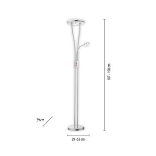 JUST LIGHT. GmbH Helia LED vloerlamp met leeslamp, staal