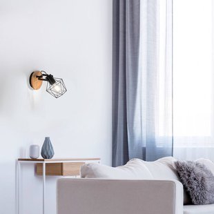 JUST LIGHT. GmbH Wandlamp Jaro verstelbaar zwart/hout 1-lamp