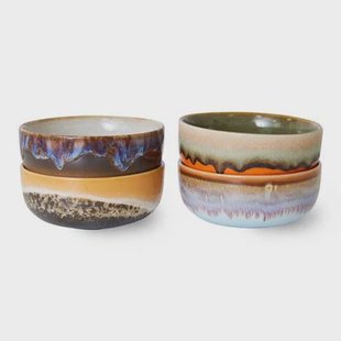 HKliving 70&apos;s Ceramics Tapas Kommen Ø 11 cm - Set van 4 - Crystal