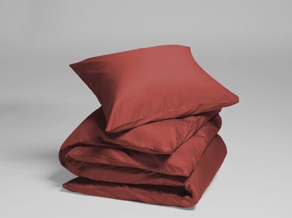 Yumeko Dekbedovertrek katoensatijn radiant red 140x220 + 1/60x70 100% biologisch en fairtrade katoen, satijn geweven