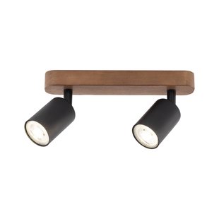 TK Lighting Plafondspot Subrin, notenhout, 2-lamps