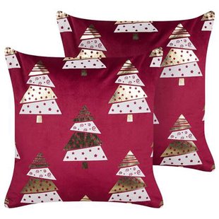 Beliani - GOLDSPRUCE - Sierkussen set van 2 - Rood - Fluweel Beliani - GOLDSPRUCE - Sierkussen set van 2 - Rood - Fluweel